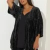 YOURS Curve Cardigan Kimono En Velours écrasé Noir -Evans Boutique 97112864 394c 43 322782 A