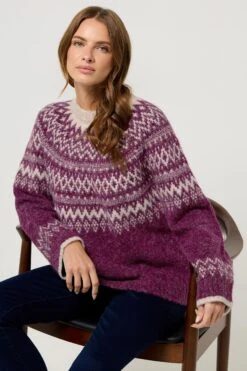 M&Co Berry Purple Fairisle Jumper -Evans Boutique 974c424a 7346 45 502456 A
