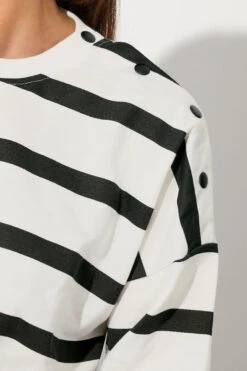 LTS Tall Ivory White Striped Button Sweatshirt 14 LTS Tall Ivory White Striped Button Sweatshirt -Evans Boutique 974d66cd f702 4b 355284 E