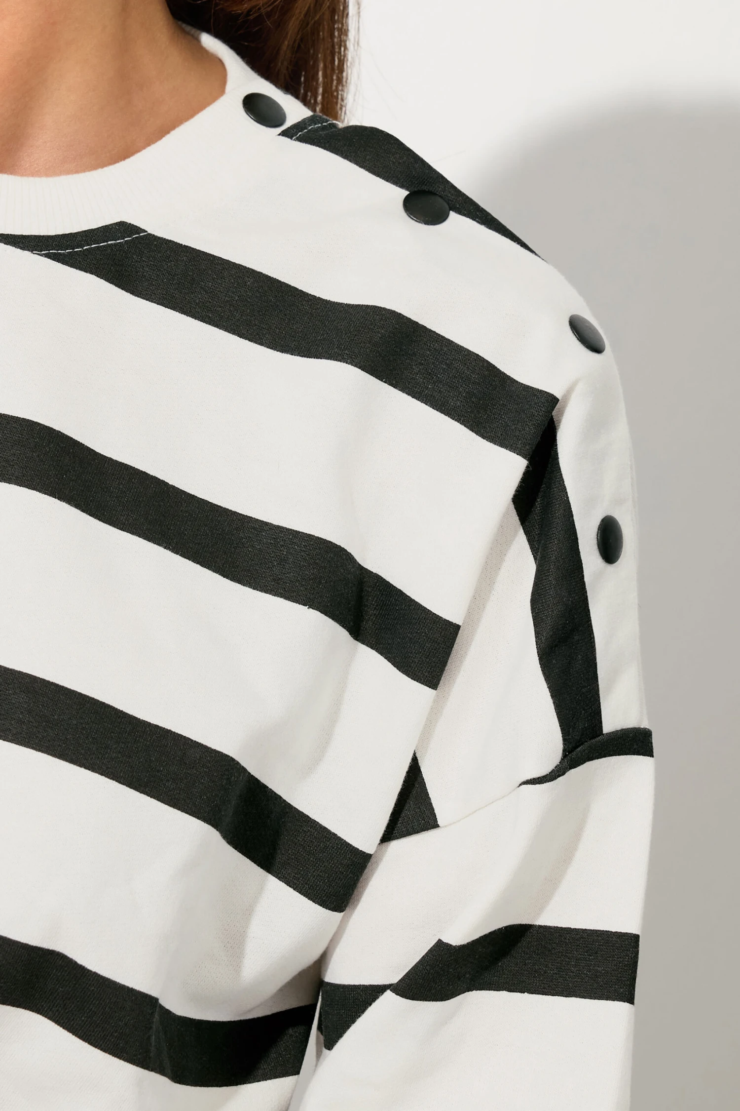 LTS Tall Ivory White Striped Button Sweatshirt 8 LTS Tall Ivory White Striped Button Sweatshirt – Image 6