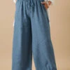 YOURS - Pantalon Wide Leg Bleu Texturé à Poches -Evans Boutique 975a67ff 7145 4a 310166 A