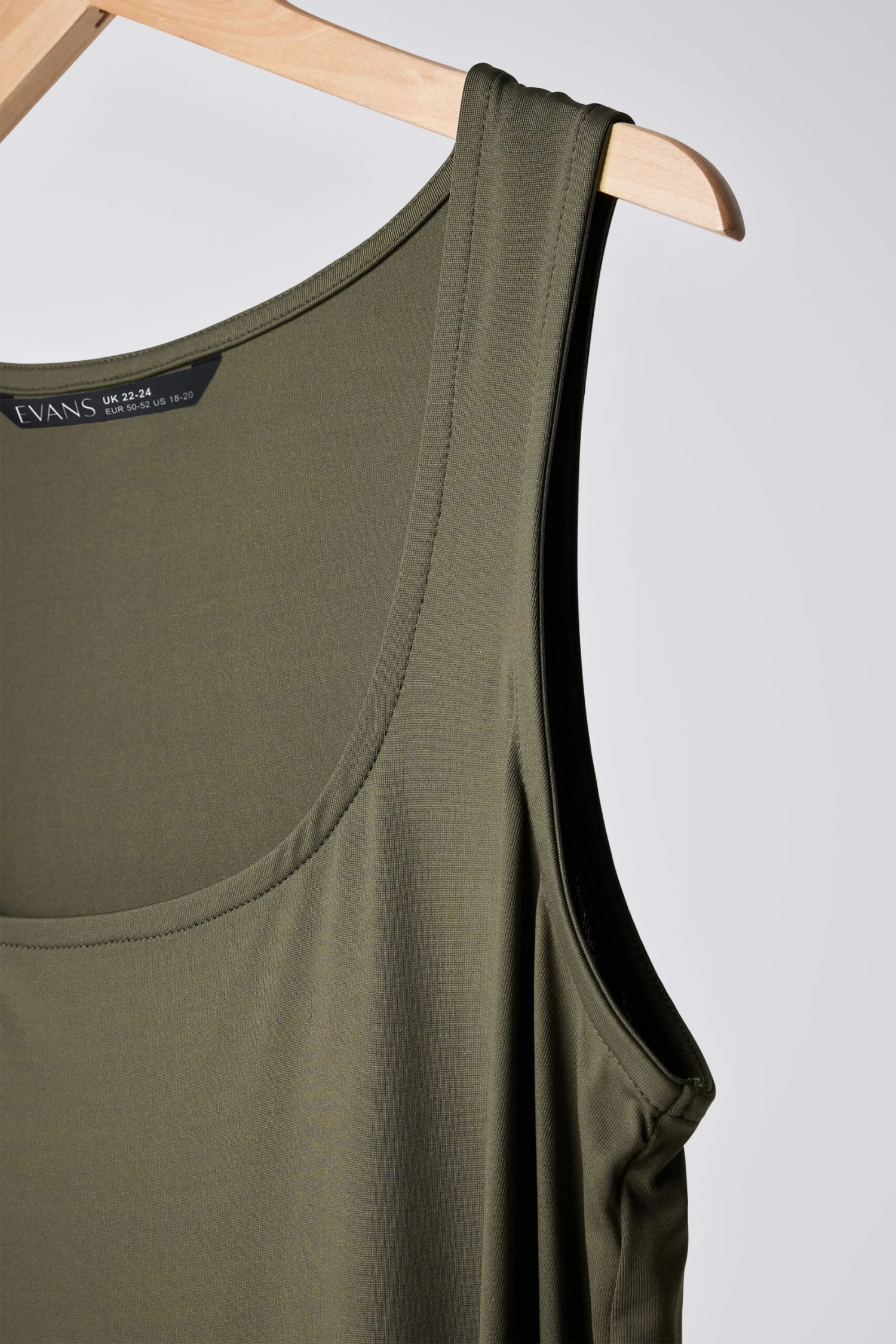 EVANS Curve Khaki Green Square Neck Vest Top 9 EVANS Curve Khaki Green Square Neck Vest Top – Image 7