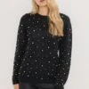 LTS Tall Black Stud Crew Neck Jumper 1 LTS Tall Black Stud Crew Neck Jumper -Evans Boutique 9793a59d 76c1 4e 356087 A