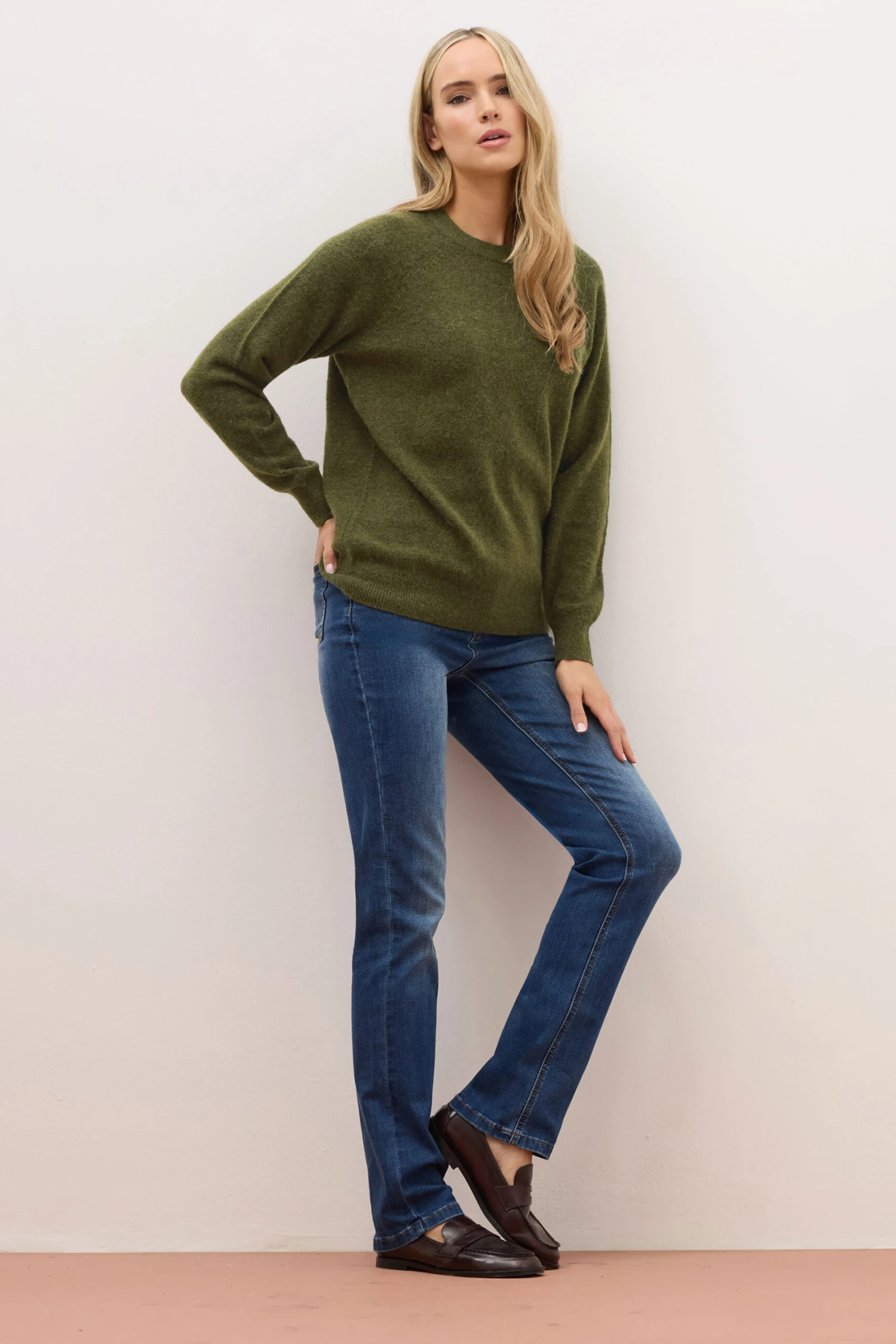 LTS PREMIUM Tall Olive Green Knitted Jumper 4 LTS PREMIUM Tall Olive Green Knitted Jumper – Image 2