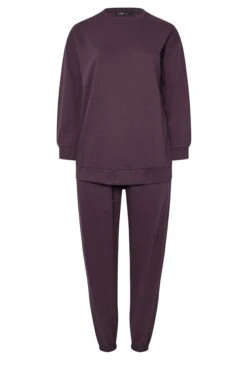 YOURS - Ensemble Sweat-shirt Et Jogging Violets à Col Ras Du Cou -Evans Boutique 97f2d1c8 9c24 47 126770 X