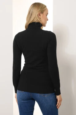 LTS Tall Black Knitted Roll Neck Jumper -Evans Boutique 9817efe3 4e20 4a 356062 C