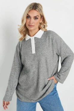 YOURS - Top Gris Block De Couleur Manches Longues