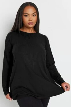 YOURS - Top Noir Manches Longues Volanté Nervuré 11 YOURS - Top Noir Manches Longues Volanté Nervuré -Evans Boutique 9849bdd4 9098 4d 321149 B