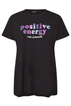 YOURS ACTIVE - Top Noir 'Positive Energy' Manches Courtes 17 YOURS ACTIVE - Top Noir 'Positive Energy' Manches Courtes -Evans Boutique 98ee40e9 f13f 43 149366 X