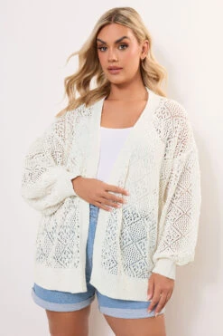 YOURS - Cardigan Ivoire En Maille Manches En Ballons