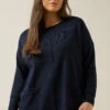 EVANS Curve Navy Blue Pocket Front Knitted Jumper