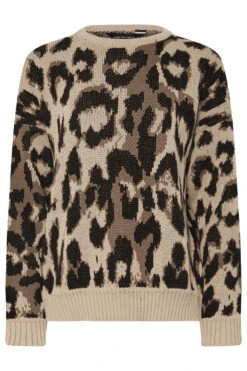 LTS Tall Brown Knitted Leopard Print Jumper -Evans Boutique 99fa11c0 72be 4e 355868 X