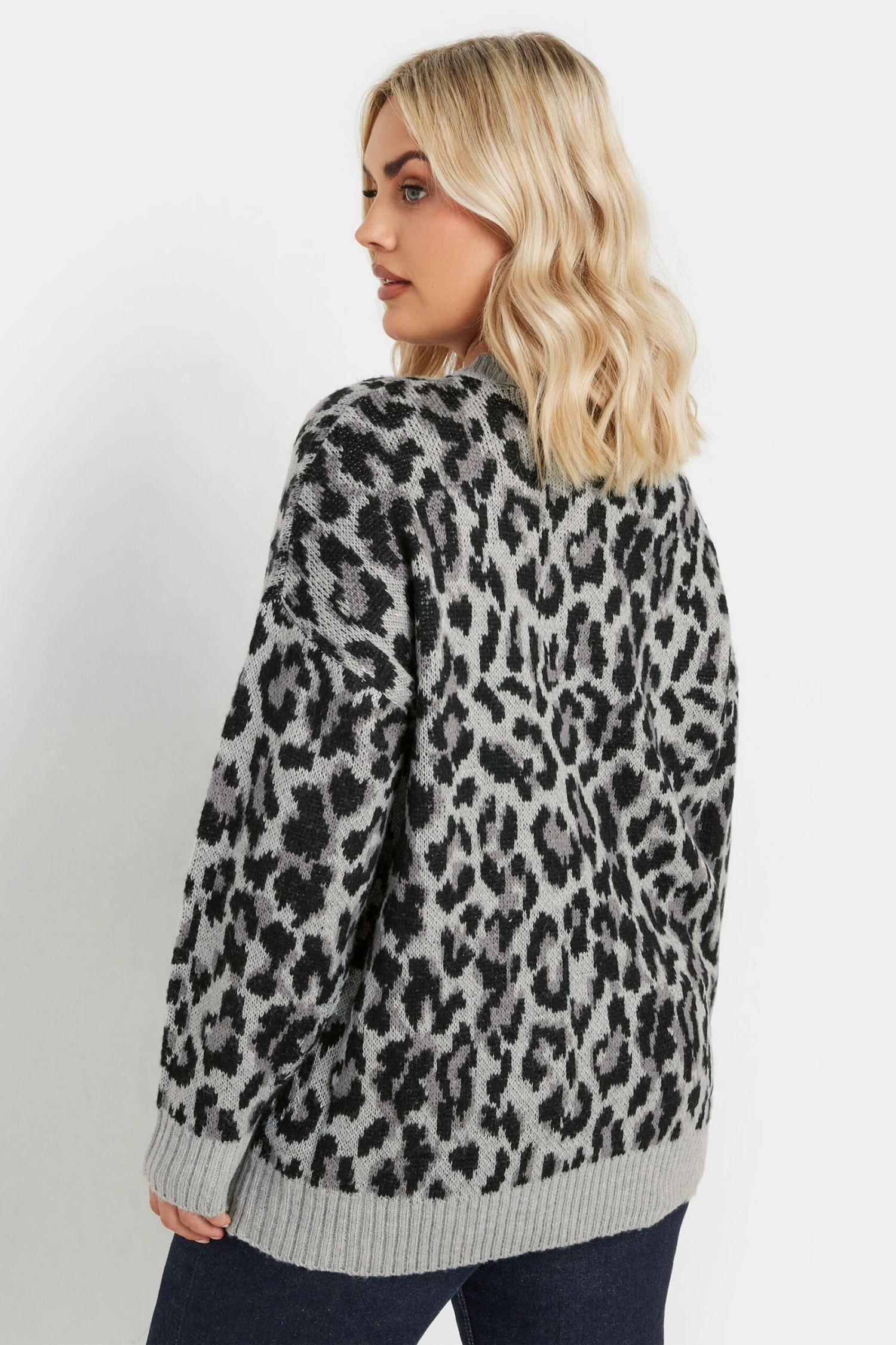 YOURS - Pull Manches Longues Gris Léopard En Maille 7 YOURS - Pull Manches Longues Gris Léopard En Maille – Image 5