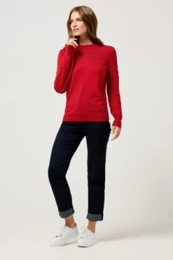 M&Co Red Pointelle Long Sleeve Knitted Jumper 12 M&Co Red Pointelle Long Sleeve Knitted Jumper -Evans Boutique 9a7b1fdd d5b8 4c 502424 B