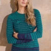 LTS Tall Dark Green Fine Knit Striped Jumper -Evans Boutique 9a87f054 a429 46 354306 B
