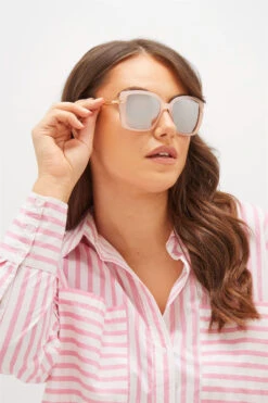 Lunettes De Soleil Roses Oversize Monture Chaînes