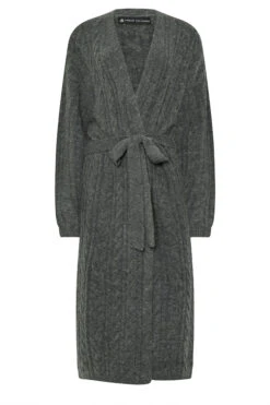 LTS Tall Charcoal Grey Cable Knit Midi Cardigan -Evans Boutique 9ae8ce5a 6272 44 353834 X