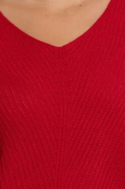 M&Co Red V-Neck Long Sleeve Knitted Jumper -Evans Boutique 9b685dde 81de 49 502425 D