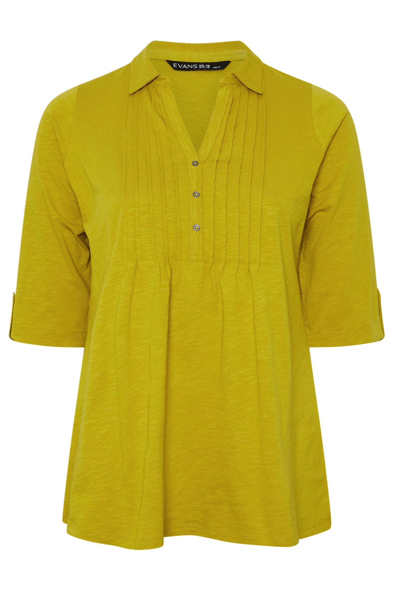 EVANS Curve Green Pintuck Henley Top 7 EVANS Curve Green Pintuck Henley Top – Image 5