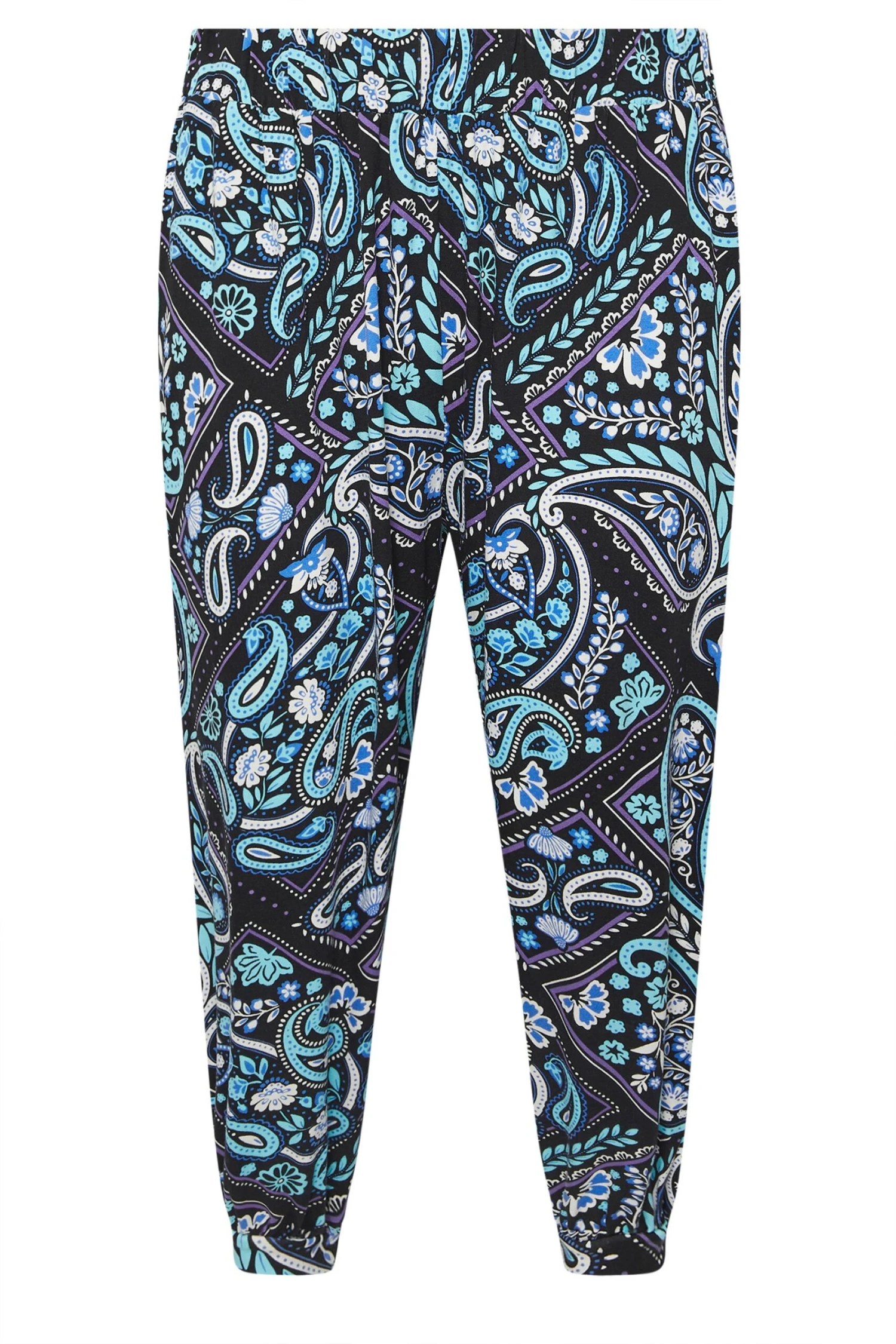 YOURS Curve Pantalon Sarouel Bleu à Imprimé Cachemire 7 YOURS Curve Pantalon Sarouel Bleu à Imprimé Cachemire – Image 5