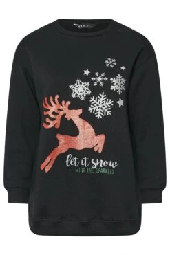 Sweat-shirt Noir à Imprimé Renne YOURS Curve « Let It Snow » 12 Sweat-shirt Noir à Imprimé Renne YOURS Curve « Let It Snow » -Evans Boutique 9bda08b3 4387 43 303818 X