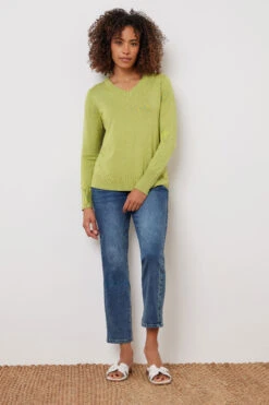 M&Co Green V-Neck Long Sleeve Jumper -Evans Boutique 9c62197a f790 46 502415 C