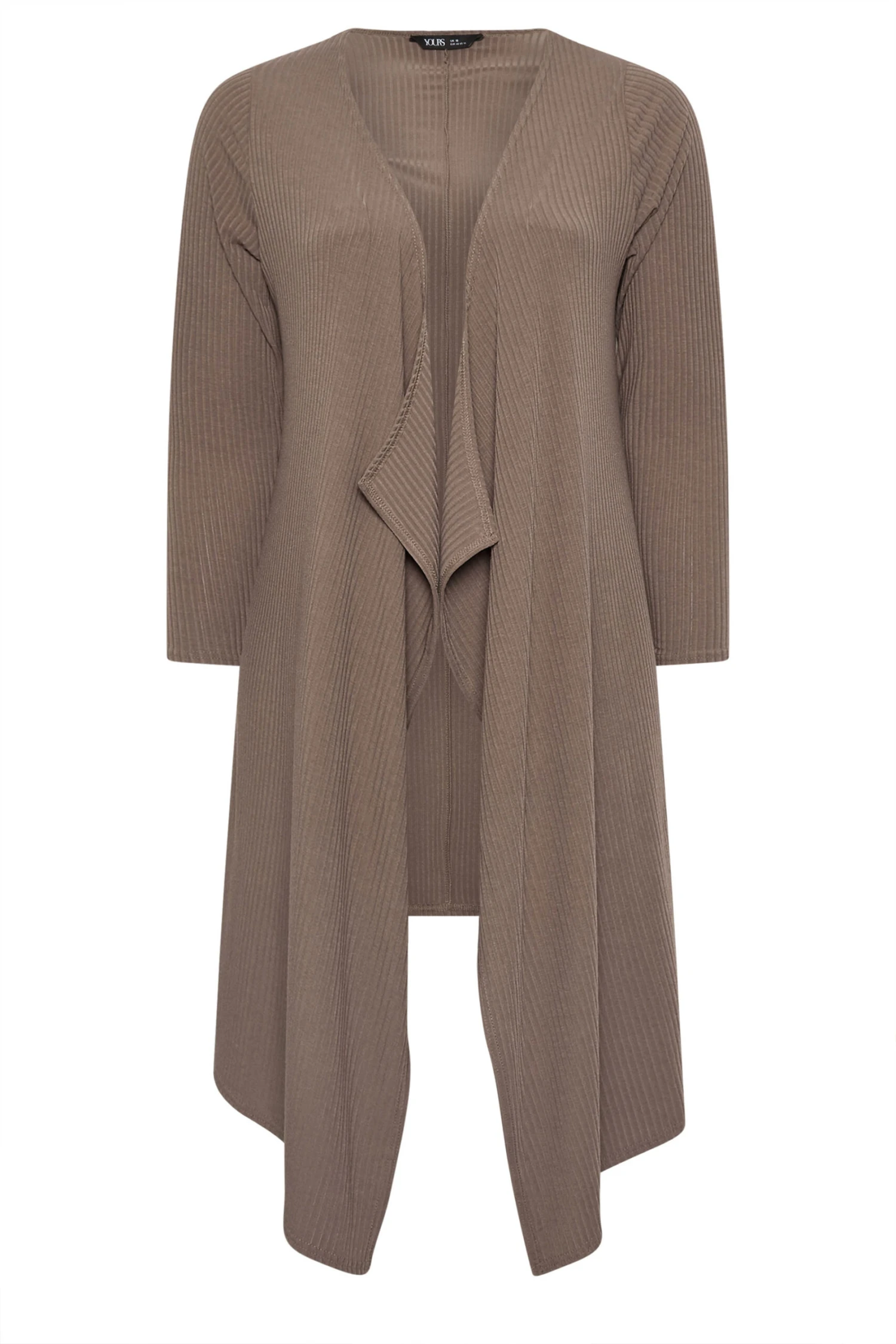 YOURS - Cardigan Mocha Nervuré Jersey En Cascade 7 YOURS - Cardigan Mocha Nervuré Jersey En Cascade – Image 5