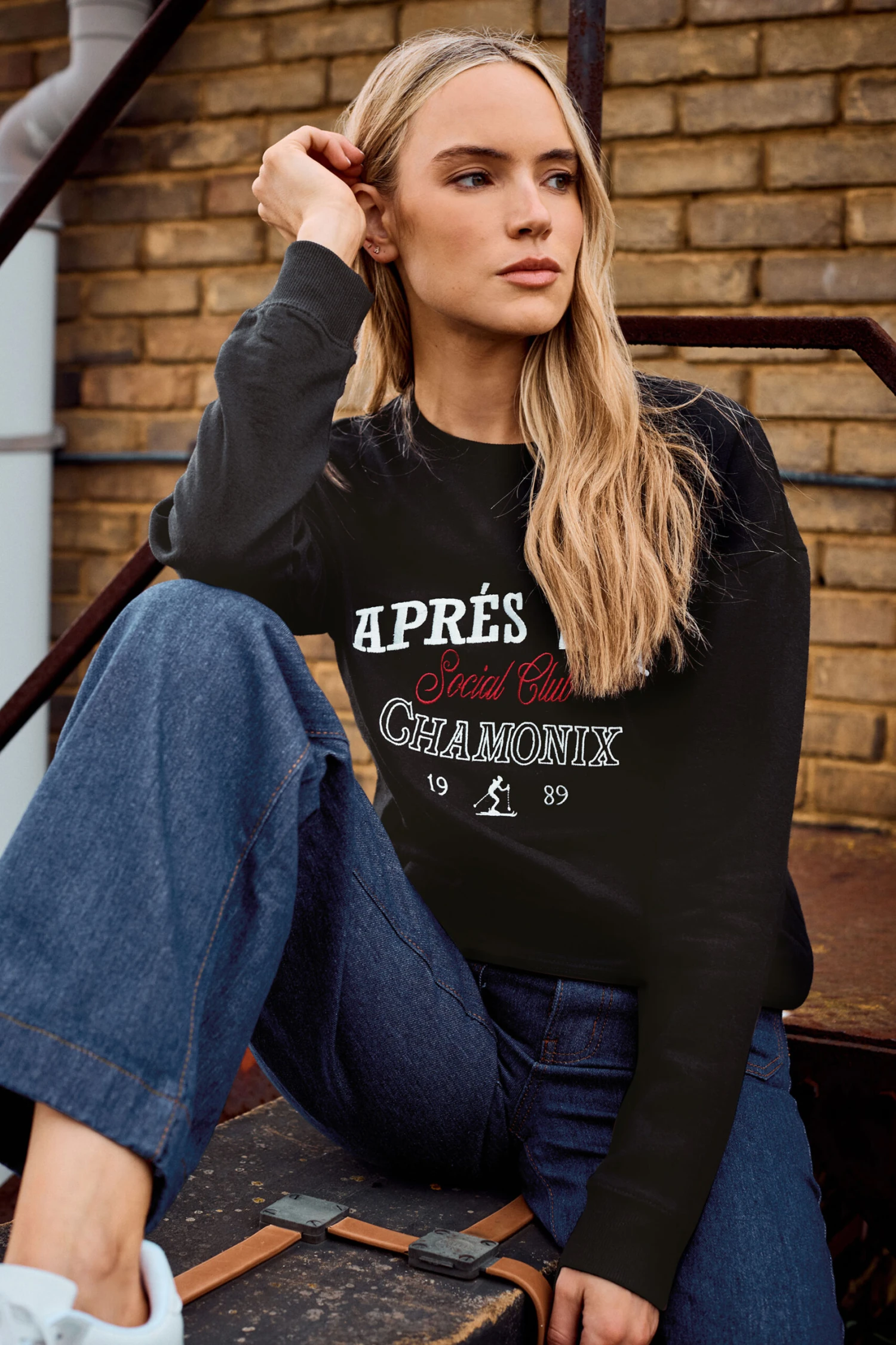 LTS Tall Black 'Apres Ski' Slogan Sweatshirt 3 LTS Tall Black 'Apres Ski' Slogan Sweatshirt