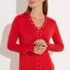 STAR Red Lace Up Eyelet Top 2 STAR Red Lace Up Eyelet Top -Evans Boutique 9d275f77 ecff 43 110874 A