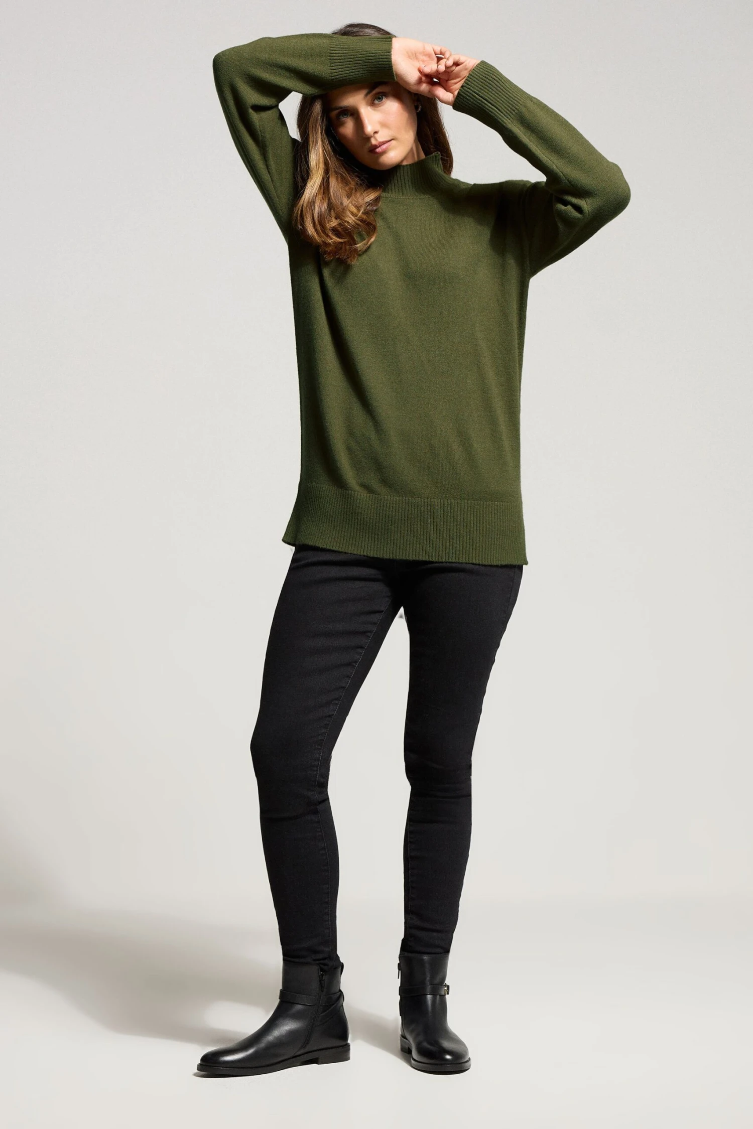 LTS Tall Khaki Green Turtle Neck Jumper 5 LTS Tall Khaki Green Turtle Neck Jumper – Image 3