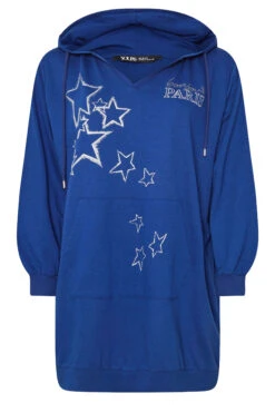 YOURS - Pull à Capuche Bleu Électrique 'Paris' -Evans Boutique 9d898ba7 c604 41 303765 X