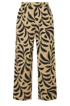 YOURS Curve Pantalon Large à Effet Froissé Et Motif Feuilles Marron Naturel -Evans Boutique 9da92dd5 04f1 44 310294 X