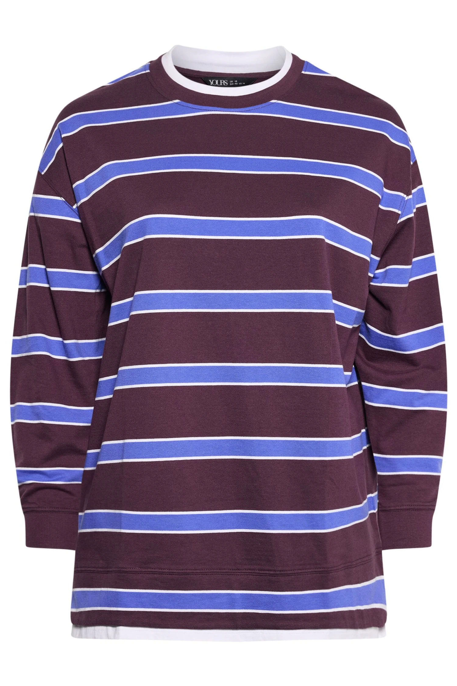 YOURS Curve Sweat-shirt 2 En 1 à Rayures Violettes 7 YOURS Curve Sweat-shirt 2 En 1 à Rayures Violettes – Image 5