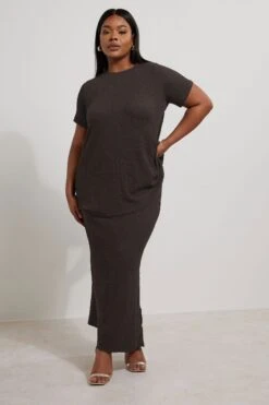 YOURS - Top Marron Chocolat Texturé Volanté -Evans Boutique 9daa87d5 7bf8 4b 322459 C