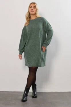 YOURS Curve Robe Pull Verte Douce Au Toucher