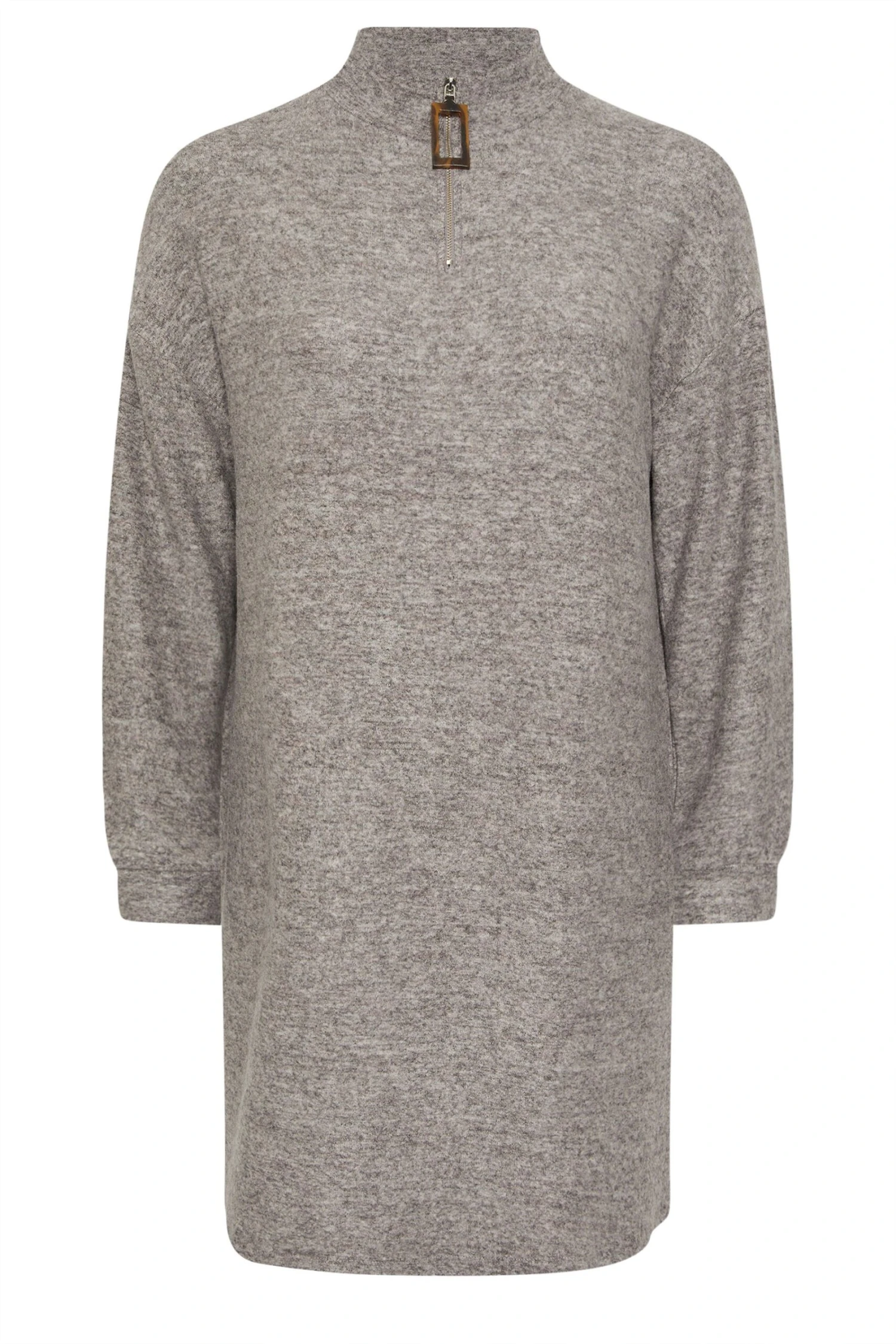 YOURS Curve Robe Pull Grise à Col Zippé 7 YOURS Curve Robe Pull Grise à Col Zippé – Image 5