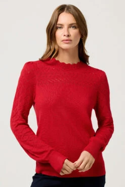 M&Co Red Pointelle Long Sleeve Knitted Jumper 11 M&Co Red Pointelle Long Sleeve Knitted Jumper -Evans Boutique 9df3e53b 1a75 40 502424 A