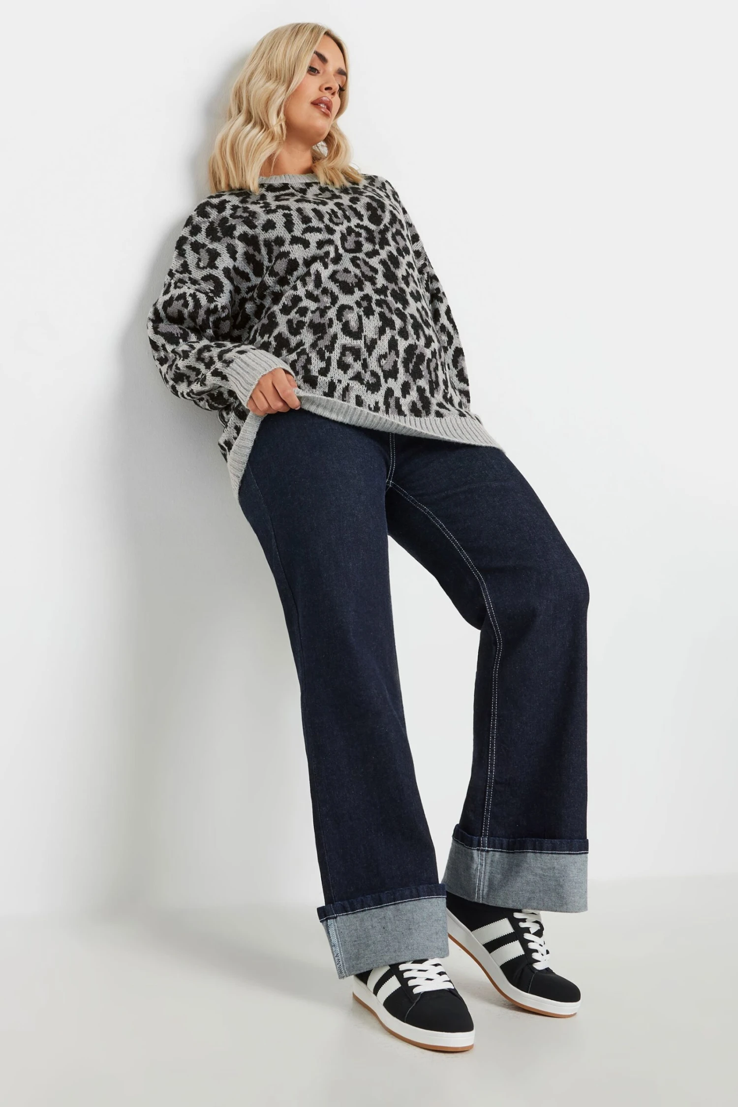 YOURS - Pull Manches Longues Gris Léopard En Maille 6 YOURS - Pull Manches Longues Gris Léopard En Maille – Image 4