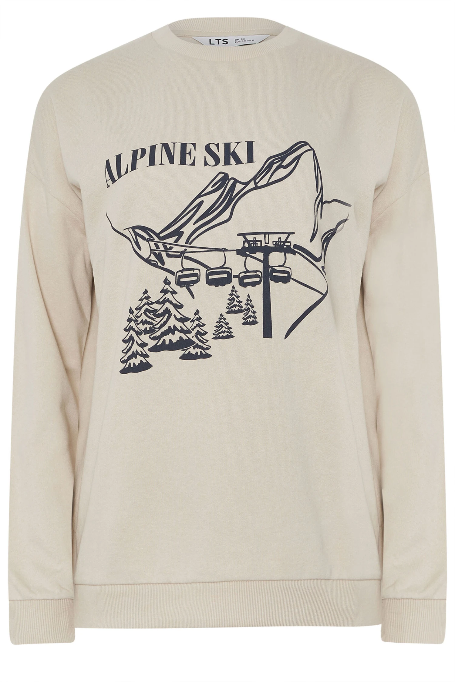LTS Tall Stone Brown 'Alpine Ski' Slogan Sweatshirt 7 LTS Tall Stone Brown 'Alpine Ski' Slogan Sweatshirt – Image 5