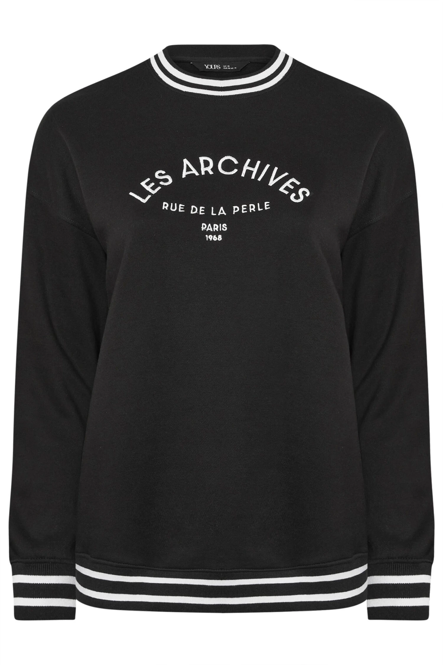 YOURS - Sweatshirt Noir & Blanc Contrasté 'Les Archives' 7 YOURS - Sweatshirt Noir & Blanc Contrasté 'Les Archives' – Image 5