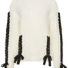 STAR Ivory White Contrast Trim Cable Knit Jumper 2 STAR Ivory White Contrast Trim Cable Knit Jumper -Evans Boutique 9edae7bc dfbb 4a 110830 X