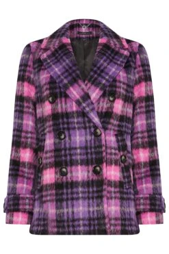 STAR Purple Checked Button Through Coat -Evans Boutique 9f04e3e6 8030 40 110836 X