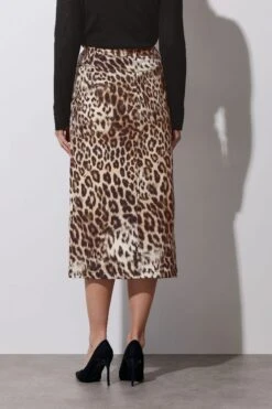 STAR Beige Brown Denim Leopard Print Midi Skirt 12 STAR Beige Brown Denim Leopard Print Midi Skirt -Evans Boutique 9f23f28a fe43 47 110705 C