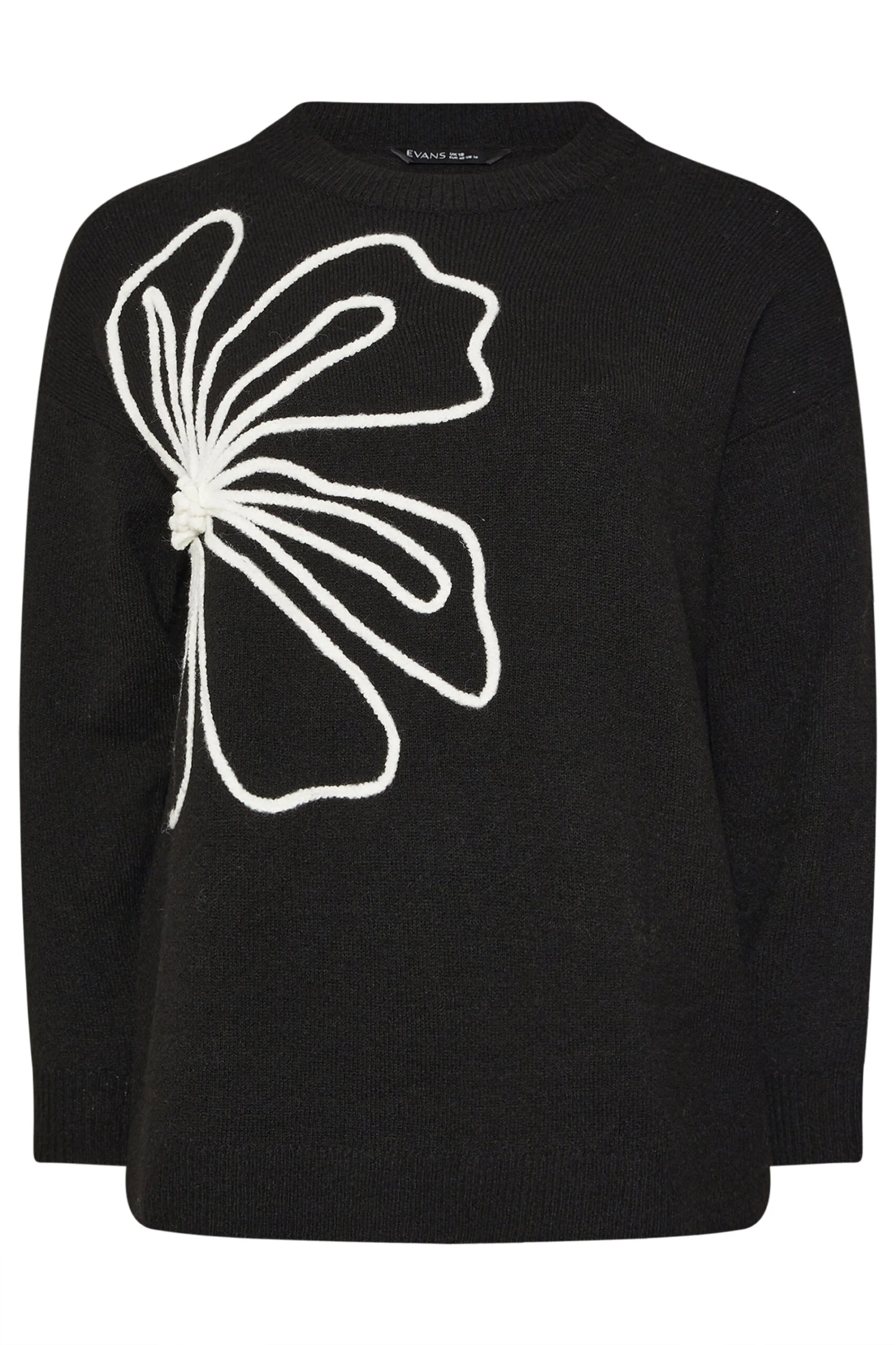 EVANS Curve Black Applique Floral Jumper 7 EVANS Curve Black Applique Floral Jumper – Image 5
