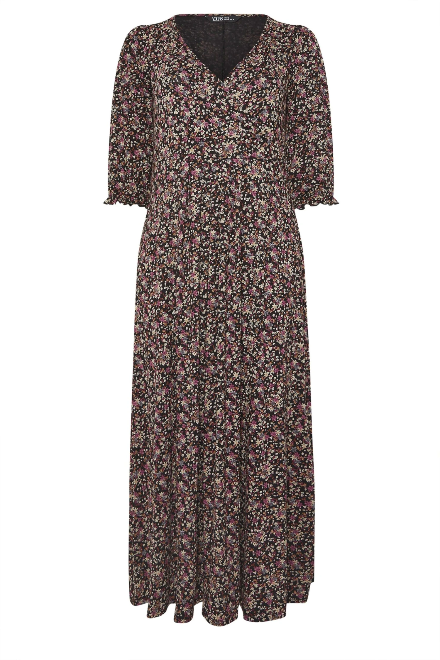 YOURS Curve Robe Longue Portefeuille Noire à Fleurs Et Col En V 7 YOURS Curve Robe Longue Portefeuille Noire à Fleurs Et Col En V – Image 5