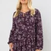 YOURS Curve Chemisier Violet à Volants Et Col Noué à Fleurs -Evans Boutique 9fc4d374 2911 41 322756 A