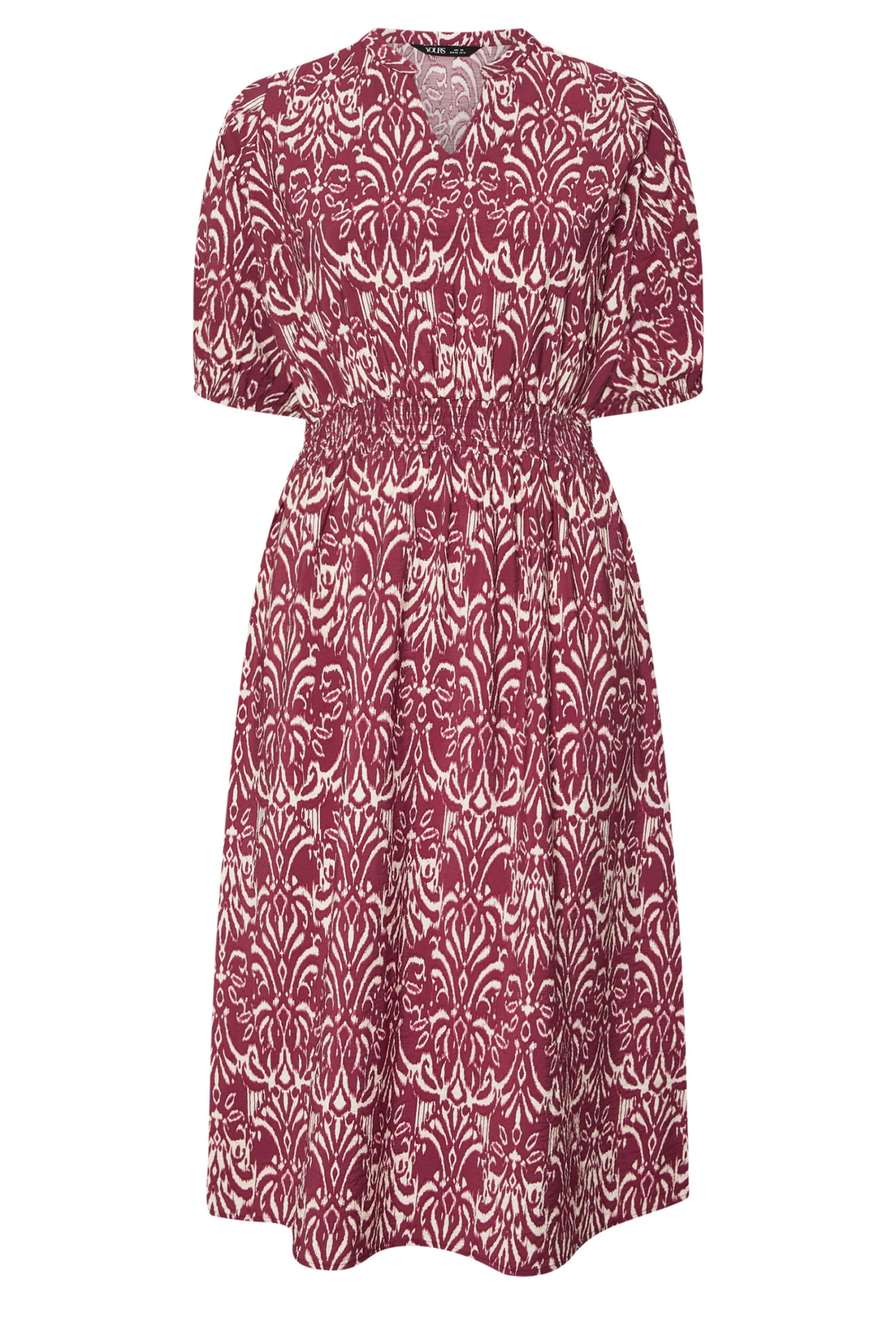 YOURS Curve Robe Mi-longue à Col Cranté Et Ikat Rouge 9 YOURS Curve Robe Mi-longue à Col Cranté Et Ikat Rouge – Image 7