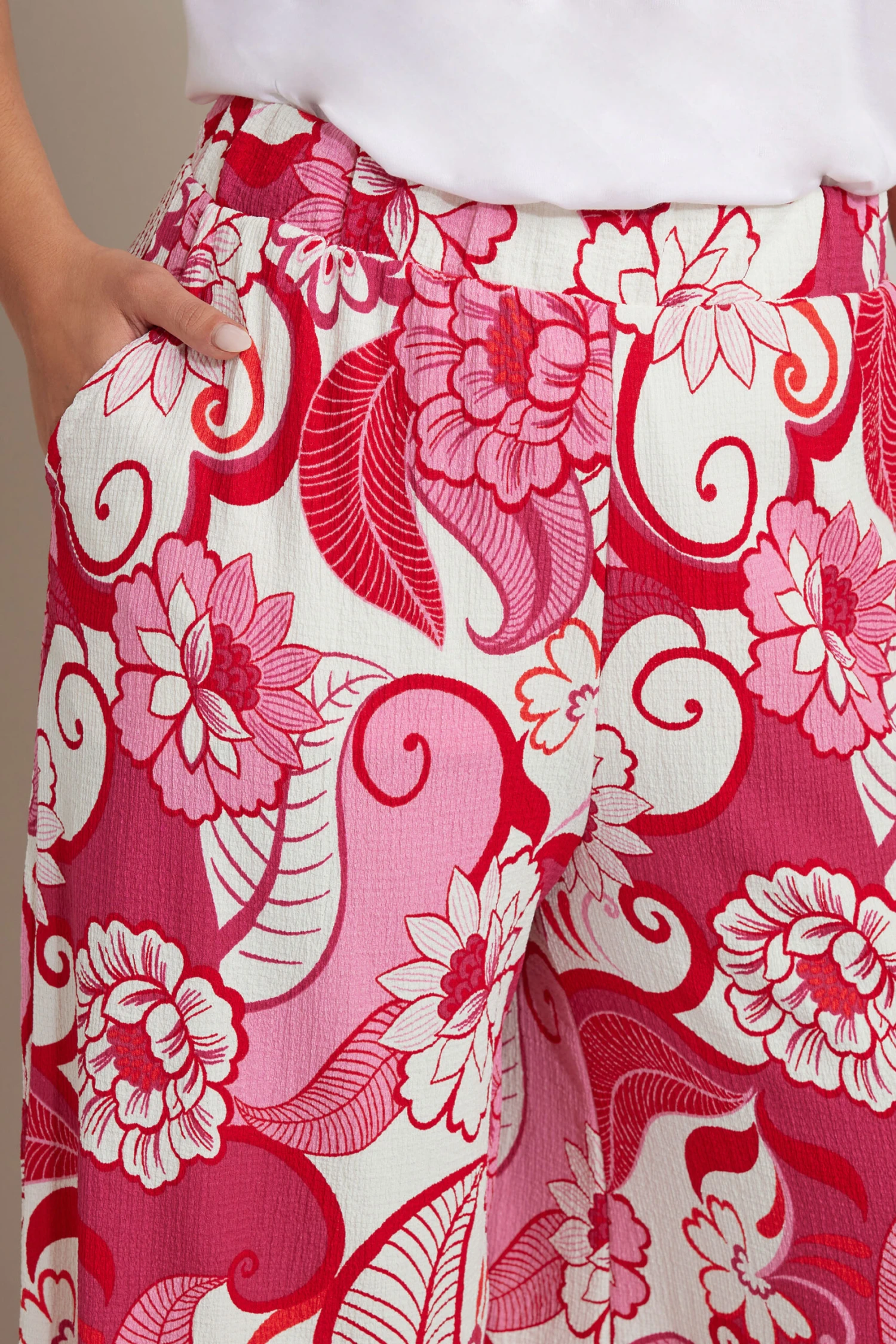 YOURS - Pantalon Jupe-Culotte Texturé Rose & Crème 6 YOURS - Pantalon Jupe-Culotte Texturé Rose & Crème – Image 4