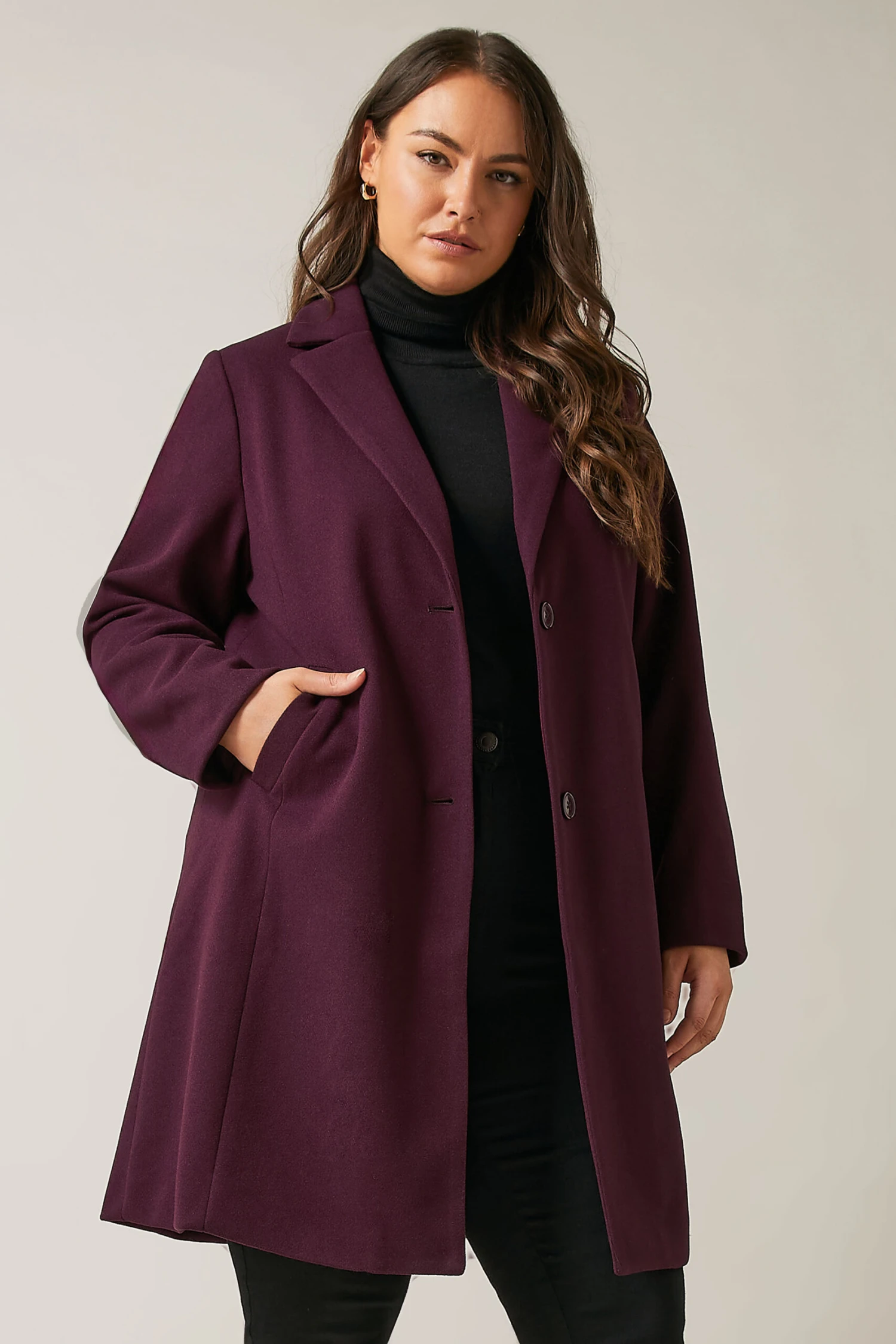 EVANS Curve Burgundy Red City Coat 3 EVANS Curve Burgundy Red City Coat