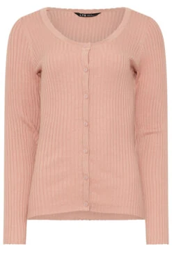 LTS Tall Blush Pink Ribbed Scalloped Hemline Cardigan -Evans Boutique a054ca73 9949 41 355582 X